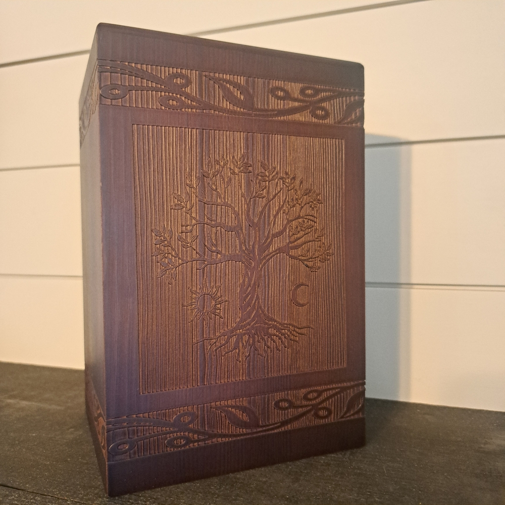 Carved Wooden Tree of Life Urn For human ashes